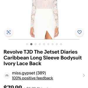 Revolve TJD Jersey Jetset Diaries Caribbean Long Sleeve  Lace Bodysuit